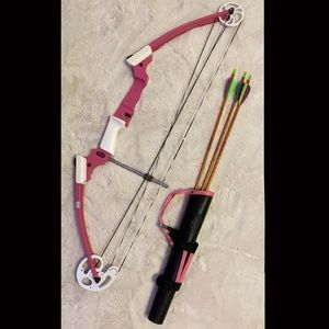 Genesis archery bow and arrows pink and white